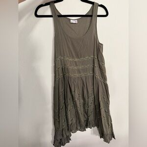 Intimately Free People Voile & Lace Trapeze Slip Green dotted slip Mini Dress XS